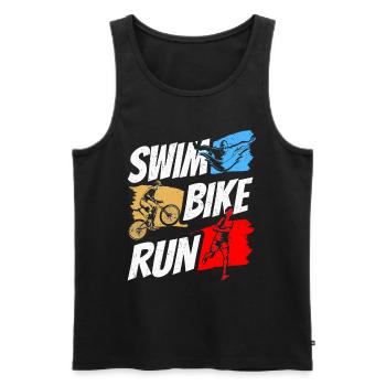 Natation Vélo Course Triathlète Triathlète Triathlon Triathlète - Débardeur bio Premium Homme - noir - Devant - AI Model Male 178 light (178cm)