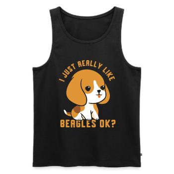 J’aime juste les beagles très ok chiot chien beagle - Débardeur bio Premium Homme - noir - Devant - Michal (187cm)