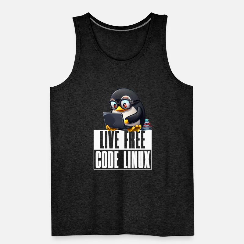 Live Free Code Linux Nerd Tux Nerdy Penguin Coding Männer Premium Bio Tank Top
