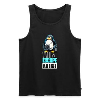 Linux Humor VIM Escape Artist Tux the Penguin - Männer Premium Bio Tank Top - Schwarz - Vorne - AI Model Male 178 light (178cm)