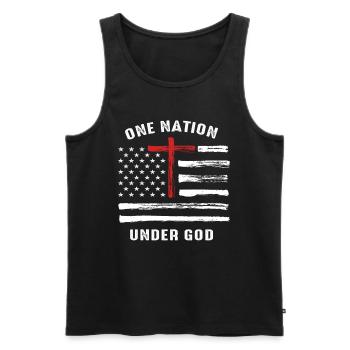 Christian Faith Family Vintage USA Flag - Men's Premium Organic Tank Top - black - Front - AI Model Male 178 light (178cm)