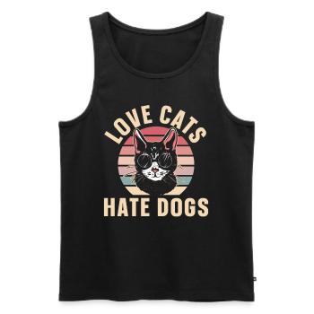 Love Cats Hate Dogs Lovers Cat Pet - Men's Premium Organic Tank Top - black - Front - AI Model Male 178 light (178cm)