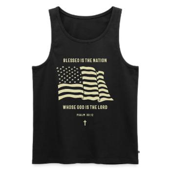 B Is The Nation Whose God Is Lord Christian - Men's Premium Organic Tank Top - black - Front - Michal (187cm)