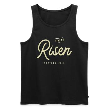 Religious He Is Risen Christian Easter - Men's Premium Organic Tank Top - black - Front - Michal (187cm)