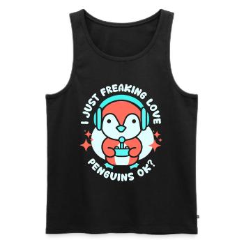 I love penguins just ok penguin animal cute - Men's Premium Organic Tank Top - black - Front - Michal (187cm)