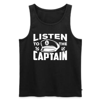 Écoutez le capitaine bateau yacht bateau bateau bateau - Débardeur bio Premium Homme - noir - Devant - Michal (187cm)