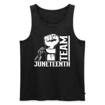 Team Juneteenth African American Black 1865 - Männer Premium Bio Tank Top - Schwarz - Vorne - Michal (187cm)