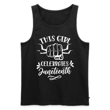 This girl celebrates the Juneteenth 1865 Black - Men's Premium Organic Tank Top - black - Front - AI Model Male 178 light (178cm)