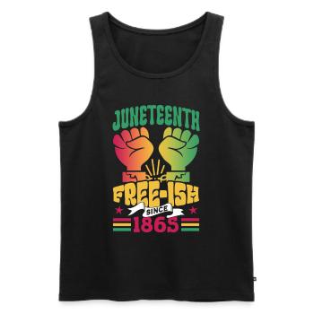 Juneteenth Free Ish since 1865 Afrika Black - Men's Premium Organic Tank Top - black - Front - AI Model Male 178 light (178cm)