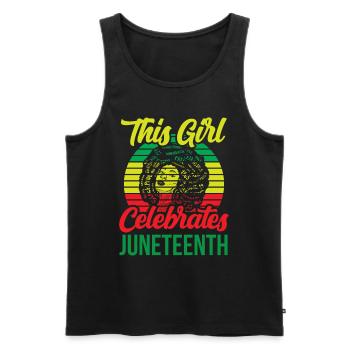 This girl celebrates the Juneteenth 1865 Black - Men's Premium Organic Tank Top - black - Front - AI Model Male 178 light (178cm)