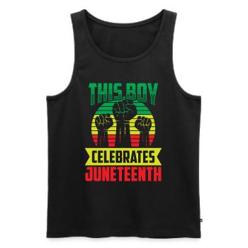 This boy celebrates the Juneteenth 1865 Black - Men's Premium Organic Tank Top - black - Front - AI Model Male 178 light (178cm)