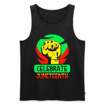 Célèbre le Juneteenth 1865 afro-américain noir - Débardeur bio Premium Homme - noir - Devant - Michal (187cm)