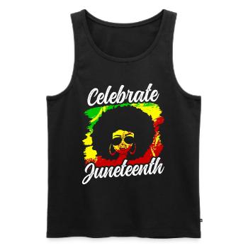 Célèbre le Juneteenth Black 1865 afro-américain - Débardeur bio Premium Homme - noir - Devant - Michal (187cm)
