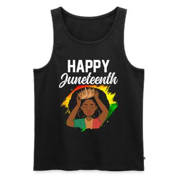 Cheerful Juneteenth African American Black 1865 - Men's Premium Organic Tank Top - black - Front - Michal (187cm)
