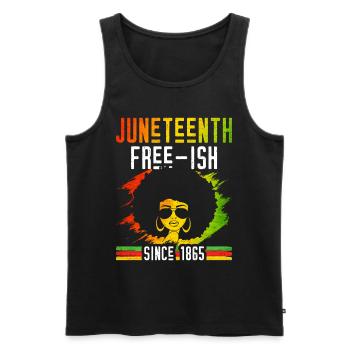 Juneteenth Free Ish depuis 1865 Afrique noire - Débardeur bio Premium Homme - noir - Devant - Michal (187cm)