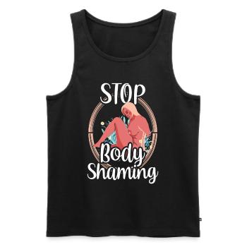 Plus de body shaming agaçant bodyshaming - Débardeur bio Premium Homme - noir - Devant - AI Model Male 178 light (178cm)