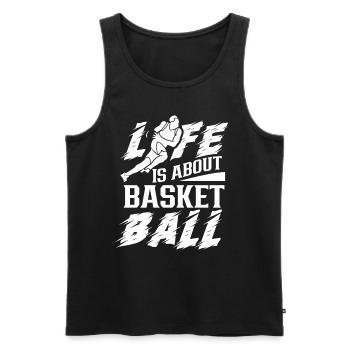 La vie tourne autour des joueurs de l’équipe de basketball - Débardeur bio Premium Homme - noir - Devant - Michal (187cm)