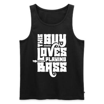 This guy loves to play bass - Men's Premium Organic Tank Top - black - Front - AI Model Male 178 light (178cm)