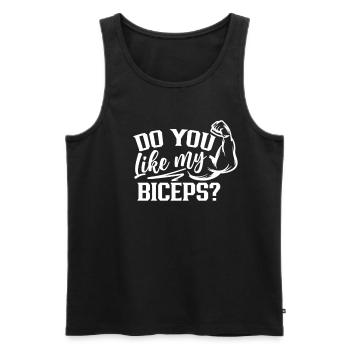 Aimez-vous mes muscles du biceps en disant boucles - Débardeur bio Premium Homme - noir - Devant - Michal (187cm)