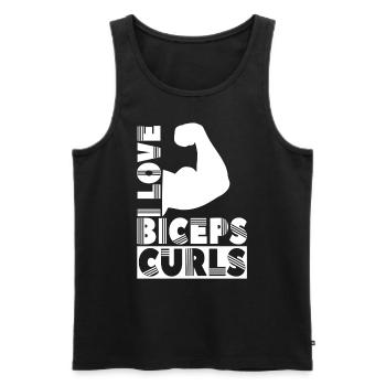 J’aime biceps boucles dictons biceps muscles - Débardeur bio Premium Homme - noir - Devant - Michal (187cm)