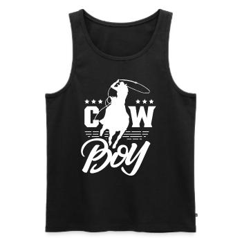 Cowboy Süß Cowboys Sprüche Texas - Männer Premium Bio Tank Top - Schwarz - Vorne - Michal (187cm)