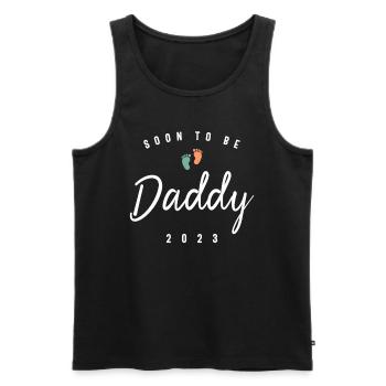 Mens Dad Soon To Be Daddy 2023 Father's Day - Men's Premium Organic Tank Top - black - Front - Michal (187cm)
