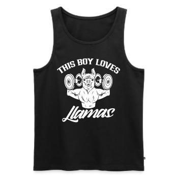 Ce garçon aime les lamas Lama Lama Dictons Animal - Débardeur bio Premium Homme - noir - Devant - AI Model Male 178 light (178cm)