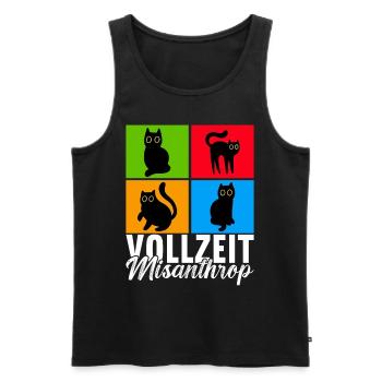 Katzen Misanthrop Sarkasmus - Männer Premium Bio Tank Top - Schwarz - Vorne - Michal (187cm)