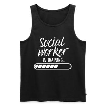 Social worker in training Social worker - Men's Premium Organic Tank Top - black - Front - AI Model Male 178 light (178cm)