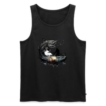 Schönes Fisch Desing für Hechtangler und Raubfisch - Männer Premium Bio Tank Top - Schwarz - Vorne - AI Model Male 178 light (178cm)