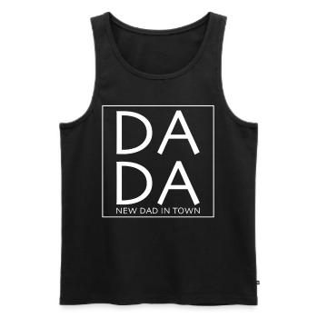 Design with inscription "Father's Day For New Dad" - Men's Premium Organic Tank Top - black - Front - Michal (187cm)