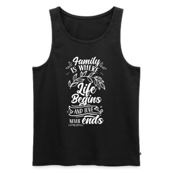 La famille est l’endroit où la vie commence et l’amour ne finit jamais - Débardeur bio Premium Homme - noir - Devant - AI Model Male 178 light (178cm)