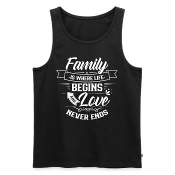 La famille est l’endroit où la vie commence et l’amour ne finit jamais - Débardeur bio Premium Homme - noir - Devant - AI Model Male 178 light (178cm)