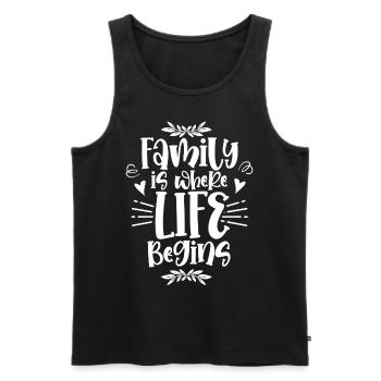 Familie Ist Wo Das Leben Beginnt Familientreffen - Männer Premium Bio Tank Top - Schwarz - Vorne - Michal (187cm)