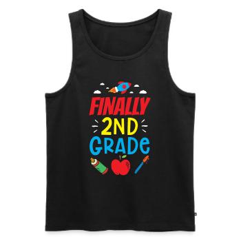 Finally Second Class School Second Grader Teacher - Men's Premium Organic Tank Top - black - Front - AI Model Male 178 light (178cm)