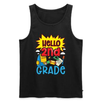Hello 2nd Class Second Class Second Grader - Men's Premium Organic Tank Top - black - Front - AI Model Male 178 light (178cm)