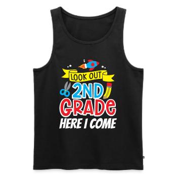 Attention second grade I come second grader - Men's Premium Organic Tank Top - black - Front - AI Model Male 178 light (178cm)