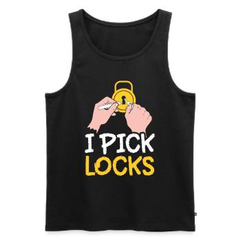 I Crack Locks Lock Locking Picker - Débardeur bio Premium Homme - noir - Devant - AI Model Male 178 light (178cm)