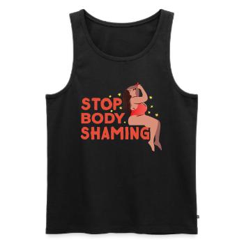 No more body shaming annoying bodyshaming - Men's Premium Organic Tank Top - black - Front - AI Model Male 178 light (178cm)