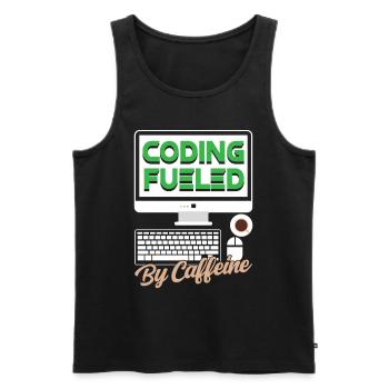 Programming powered by caffeine coding - Men's Premium Organic Tank Top - black - Front - AI Model Male 178 light (178cm)