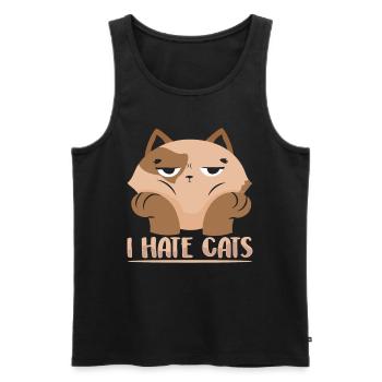 Ich Hasse Katzen Welpe Hund Liebhaber Tier - Männer Premium Bio Tank Top - Schwarz - Vorne - Michal (187cm)