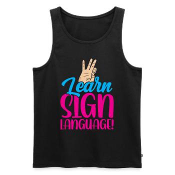 Gebärdensprache Lernen Awareness Gebärden Gestik - Männer Premium Bio Tank Top - Schwarz - Vorne - Michal (187cm)
