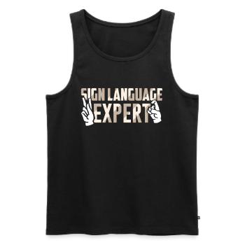 Gebärdensprache Experte Gestik Gebärden Awareness - Männer Premium Bio Tank Top - Schwarz - Vorne - Michal (187cm)