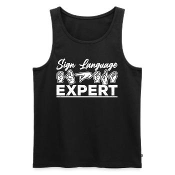Gebärdensprache Experte Gestik Gebärden Awareness - Männer Premium Bio Tank Top - Schwarz - Vorne - Michal (187cm)
