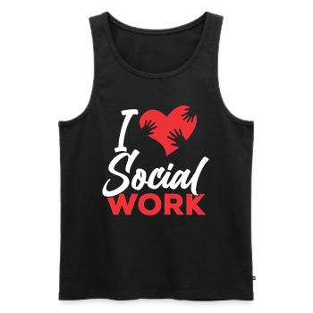 J’aime la formation en travail social des travailleurs sociaux - Débardeur bio Premium Homme - noir - Devant - Michal (187cm)
