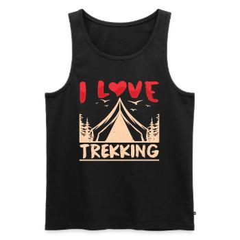 Ich Liebe Trekking Wanderung Wandern Wanderer - Männer Premium Bio Tank Top - Schwarz - Vorne - Michal (187cm)