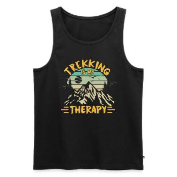Le trekking est ma thérapie Randonnées randonneurs - Débardeur bio Premium Homme - noir - Devant - Michal (187cm)