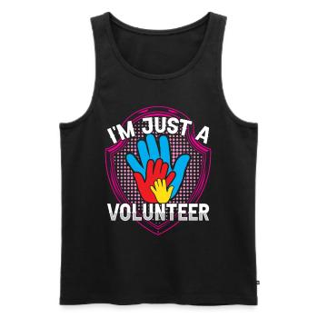 I am only a voluntary volunteer - Men's Premium Organic Tank Top - black - Front - AI Model Male 178 light (178cm)