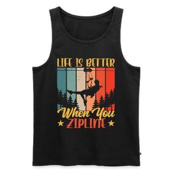 Life is better when you zipline sports - Men's Premium Organic Tank Top - black - Front - AI Model Male 178 light (178cm)