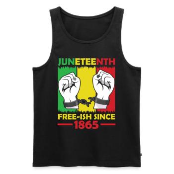 Juneteenth Free Ish since 1865 Afrika Black - Men's Premium Organic Tank Top - black - Front - AI Model Male 178 light (178cm)